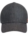 Courrèges Denim Cap With Curved Peak And Contrast Stitching In Dark Heather Grey