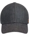 Courrèges Denim Cap With Curved Peak And Contrast Stitching In Grey