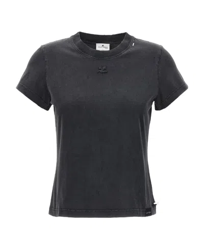COURRÈGES COURRÈGES DISTRESSED CREWNECK T-SHIRT
