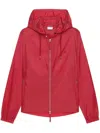 Courrèges Drawstring Accents Hooded Windbreaker In Red
