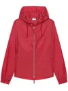 Courrèges Drawstring Accents Hooded Windbreaker In Red