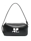 Courrèges Rectangular Calf Leather Shoulder Bag In Black