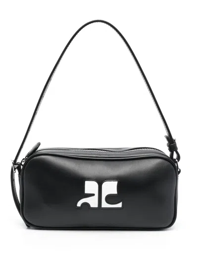 Courrèges Ac Leather Baguette Bag In Black