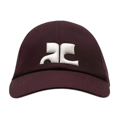 Courrèges Courregès Ac Logo Cotton Cap In Burgundy