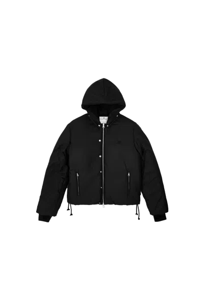 Courrèges Courreges Ac Logo Nylon Hooded Puffer Jacket Black