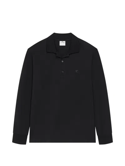 Courrèges Ac Logo-detail Polo Shirt In Black
