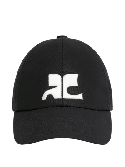 Courrèges Ac Logo-embroidered Cap In Black