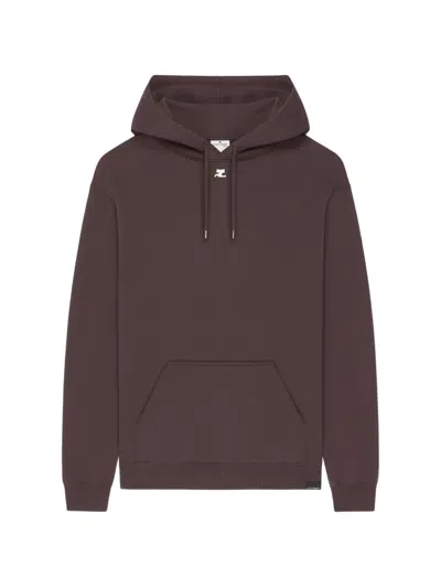 Courrèges Ac Logo-patch Drawstring Hoodie In Brown