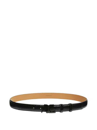 Courrèges Ac Logo-plaque Leather Belt In Black