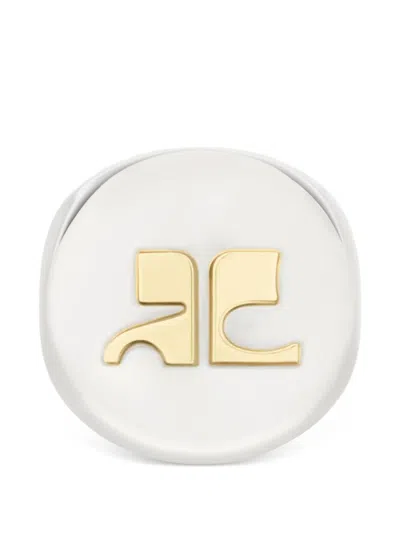 Courrèges Ac Logo-plaque Signet Ring In White