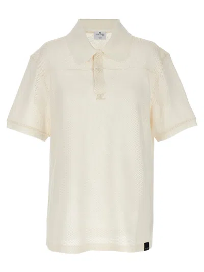 Courrèges Ac Mesh Polo Shirt In White