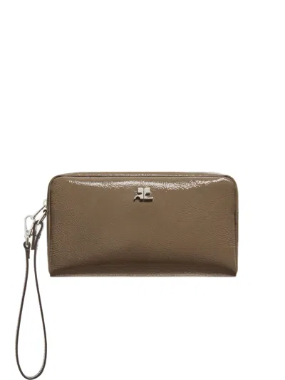 Courrèges Ac Naplack Beauty Pouch In Brown