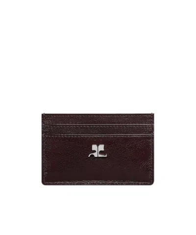 Courrèges Ac Naplack Leather Cardholder In Brown
