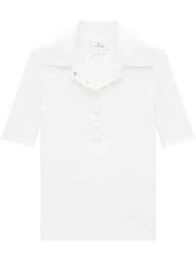 COURRÈGES AC RIBBED-KNIT POLO SHIRT