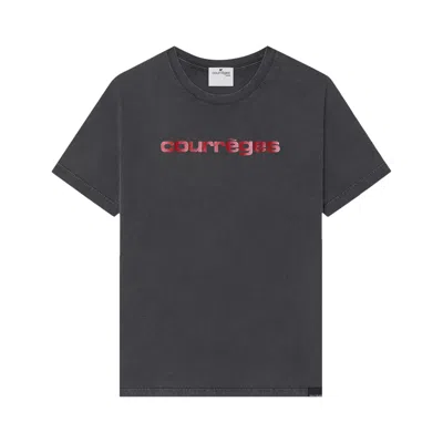 Pre-owned Courrèges Ac Printed Stone T-shirt 'stonewash Grey/ruby'