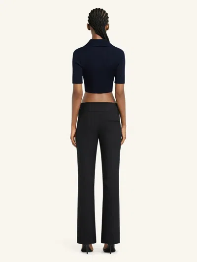 Courrèges Ac Rib Knit Cropped Polo In Black