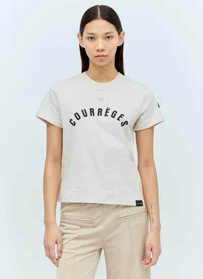 Courrèges Ac Straight Printed T-shirt In Cream