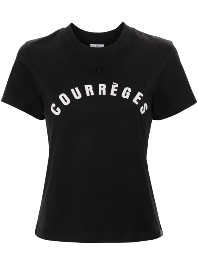 COURRÈGES AC STRAIGHT PRINTED T-SHIRT WOMEN BLACK IN COTTON