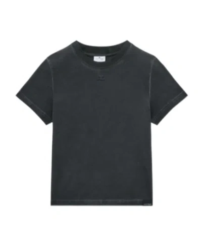 Courrèges Ac Straight Stone-washed T-shirt In Black