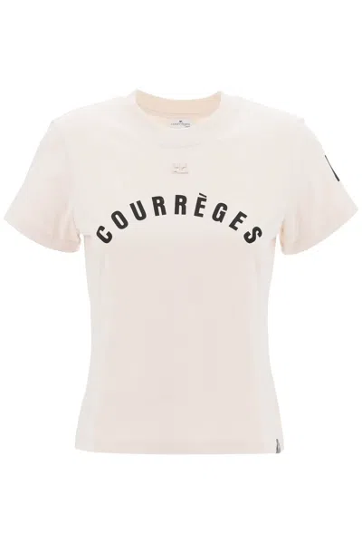Courrèges Courreges Women T-shirt With Logo In Cream