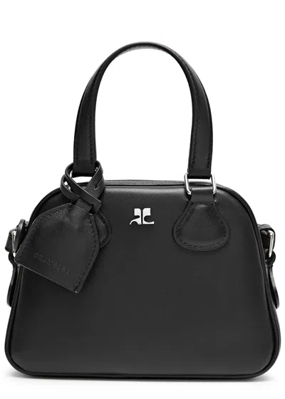 Courrèges Ac Stud Mini Leather Top Handle Bag In Black