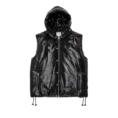 Pre-owned Courrèges Ac Vinyl Sleeveless Puffer Jacket 'black' | Men's Size Xl