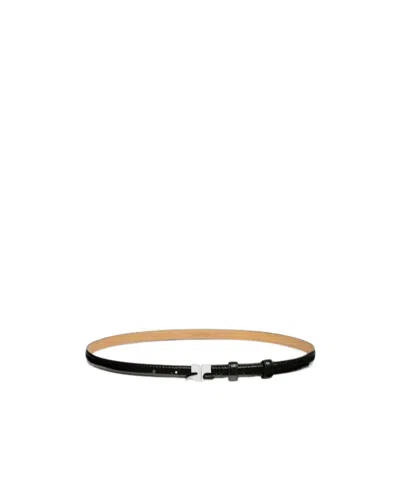 Courrèges Ac-buckle Leather Belt In Black