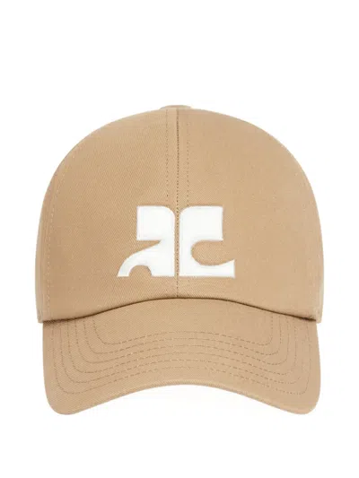 Courrèges Ac-logo Cotton Cap In Neutral