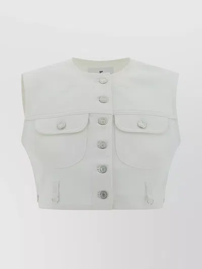 Courrèges Adjustable Cotton Cropped Denim Monochrome Vest In White