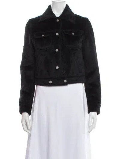 Pre-owned Courrèges Alpaca Fur Jacket In Black