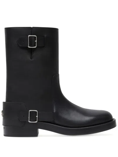 Courrèges Americana Harness Leather Boots In Black