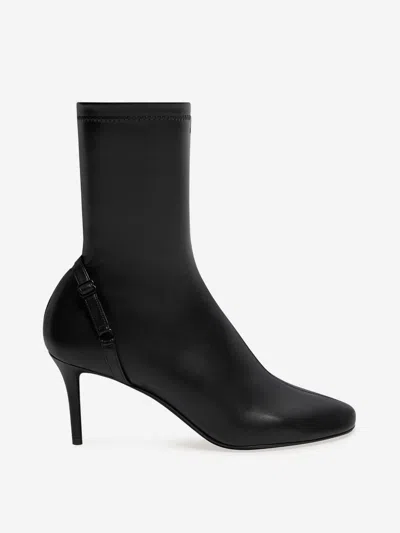 Courrèges Oblique Leather Effect Boots In Black
