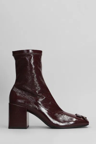 Courrèges Zip Detailed Square Toe Ankle Boots In Red