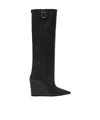Courrèges Astro Pointed-toe Buckle-detailed Boots In Black