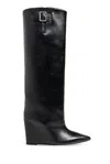 COURRÈGES ASTRO POINTED-TOE BUCKLE-DETAILED BOOTS