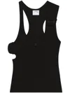 Courrèges Asymmetric Midnight Blue Tank Top In Black