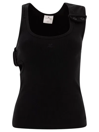 Courrèges Asymmetric Black Tank Top