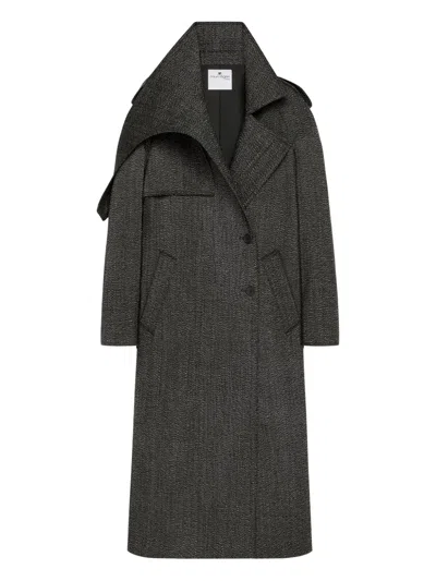 Courrèges Asymmetric-collar Long Coat In Gray