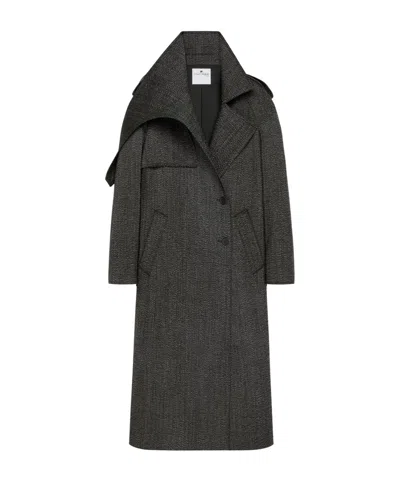 Courrèges Asymmetric-collar Long Coat In Gray