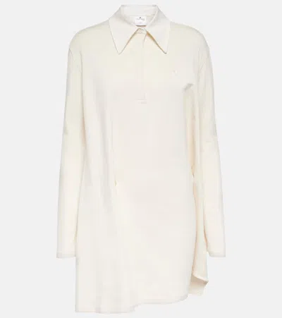 Courrèges Asymmetric Cotton-blend Piqué Minidress In Neutrals