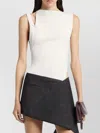 Courrèges Asymmetric Cotton Blend Sleeveless Top In White