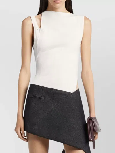 Courrèges Asymmetric Cotton Blend Sleeveless Top In White