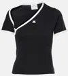Courrèges Slash Contrast Cut Out Jersey T-shirt In Black