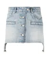 Courrèges Buckle-embellished Embroidered Denim Mini Skirt In Gray