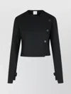 Courrèges Asymmetric Double Breasted Wool Blend Jacket In Black