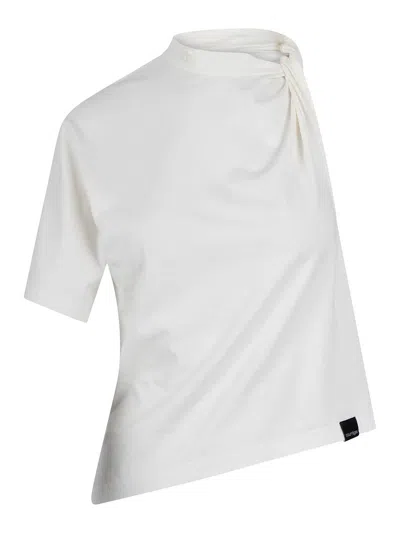 Courrèges Asymmetric Draped T-shirt In White