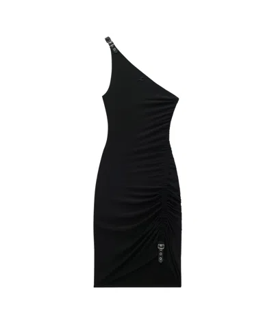 Courrèges Asymmetric Gathered Dress In Black