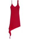 Courrèges Asymmetric Hem Ruby Red Slip-on Dress In Red