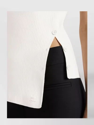 Courrèges Asymmetric Hem Short Sleeve Button Top In Multi