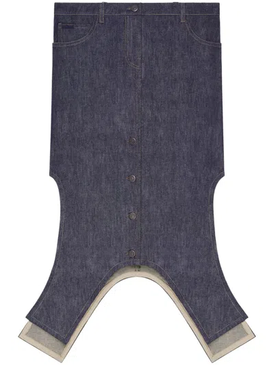 Courrèges Skirt Denim With Back Pockets And Belt Loops In Blue